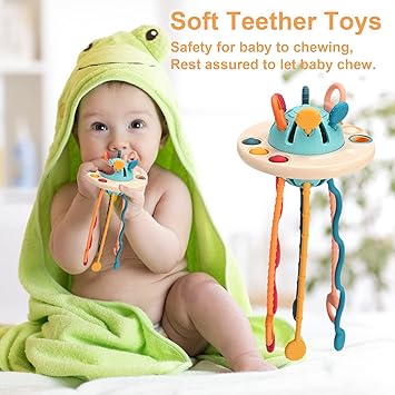 3in1 Silicon Funny Teether & Puller Toy