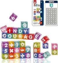 40Pcs 3D Magnetic Cube Letter & Numbers Blocks