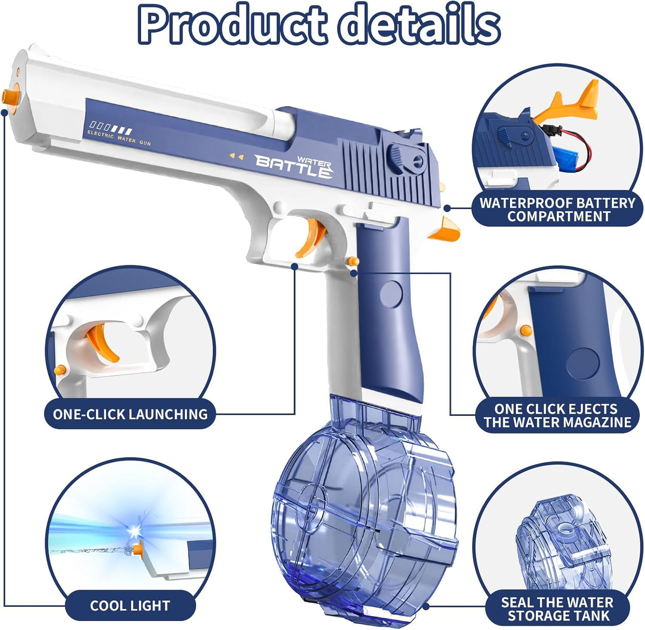 Rechargeable Desert Eagle Continuous Emission Water Gun