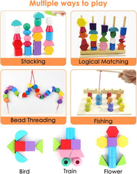 Wooden Montessori Five Sets Of Pillars & Fishing Game