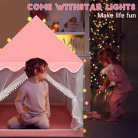 Princess Castle Play Tent House With Ocean Ball Lights - Pink