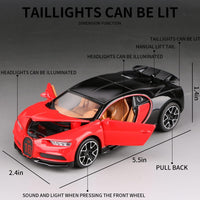 1:32 Diecast Bugatti Chiron Model With Acrylic Display Box - Red