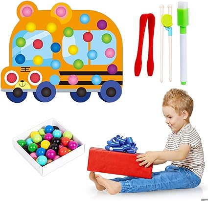 Wooden Car Pincer Bead Game For Toddlers