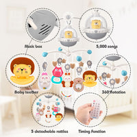 Remote Control Baby Projection Hanging Bed Bell Toy - Gray