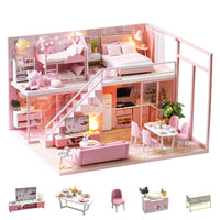 DIY Miniature Girlish Cute Home With LED Lights