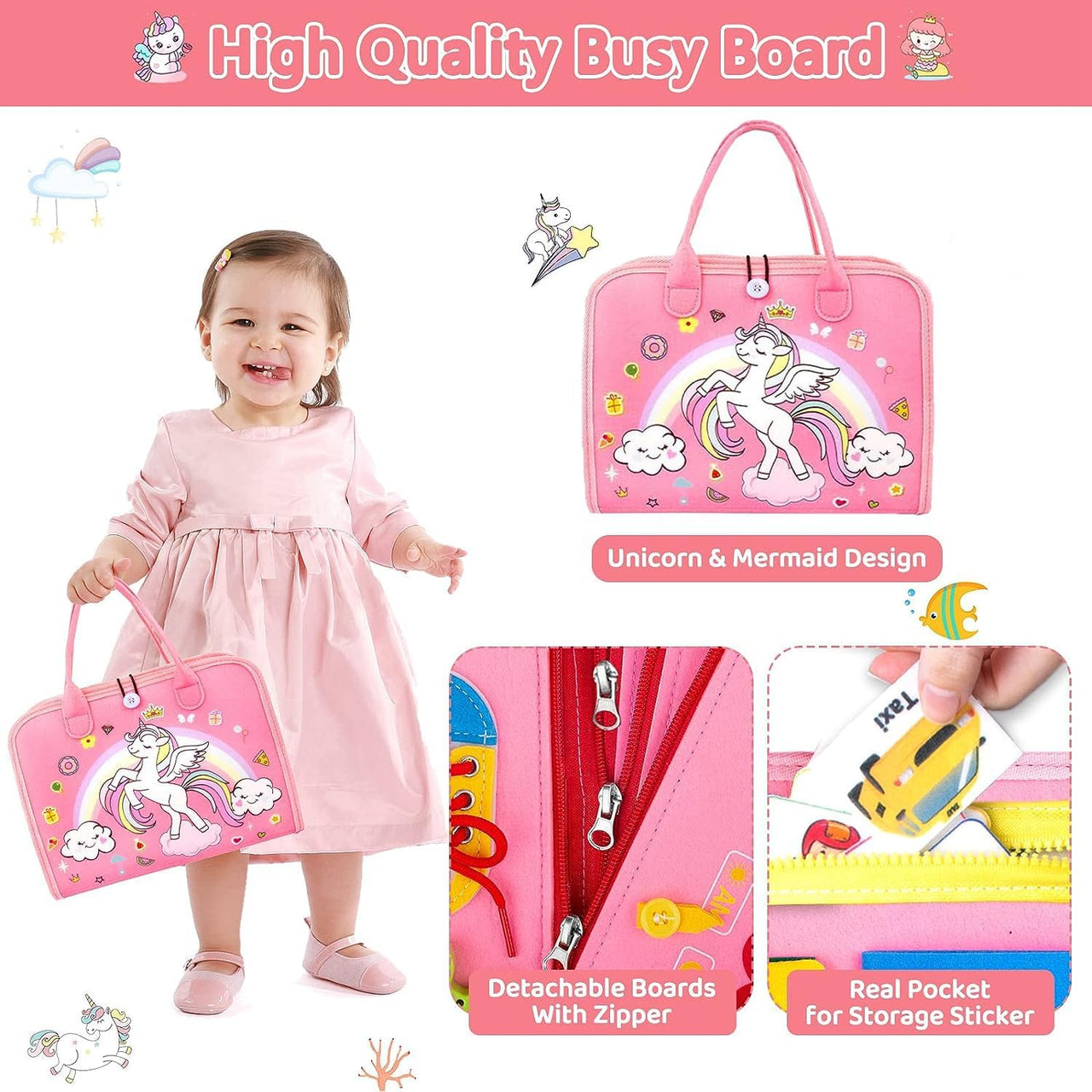 Montessori Unicorn 8 Pages Multi-functional Activity Busy Book