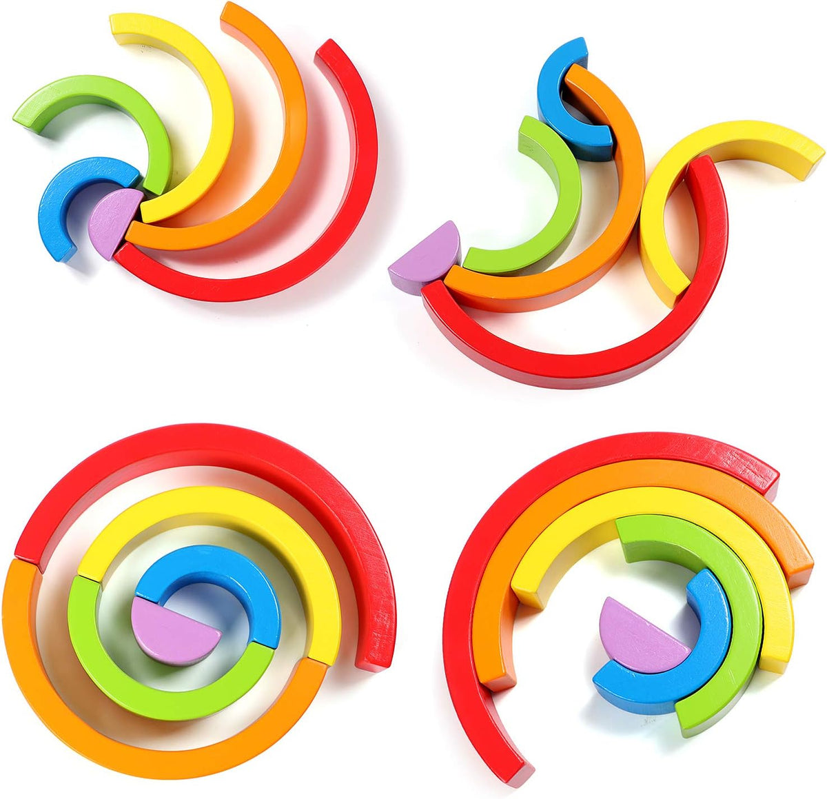 Wooden Rainbow Blocks Stacking - 9Pcs