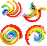 Wooden Rainbow Blocks Stacking - 9Pcs