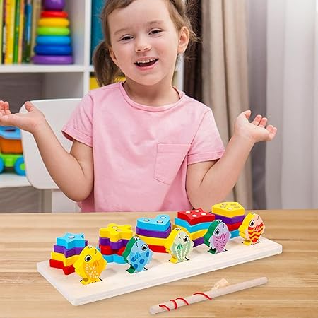Multi-functional Wooden Shape & Magnetic Fishing Board