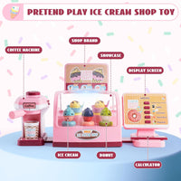 28Pcs Pretend Play Ice-Cream Shop With Coffee Maker