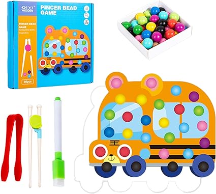 Wooden Car Pincer Bead Game For Toddlers
