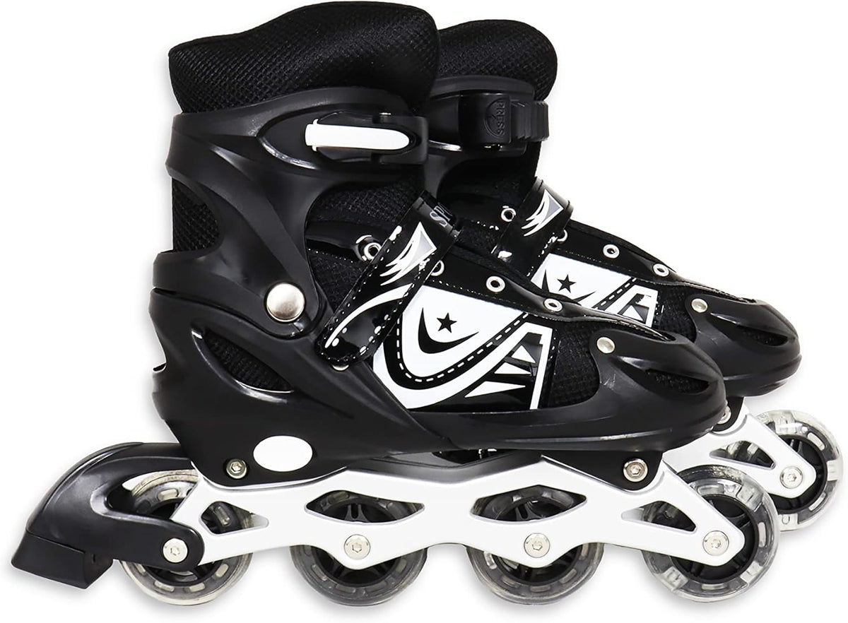 8* Inches Children's Four Wheel Roller Skating Shoes - Black