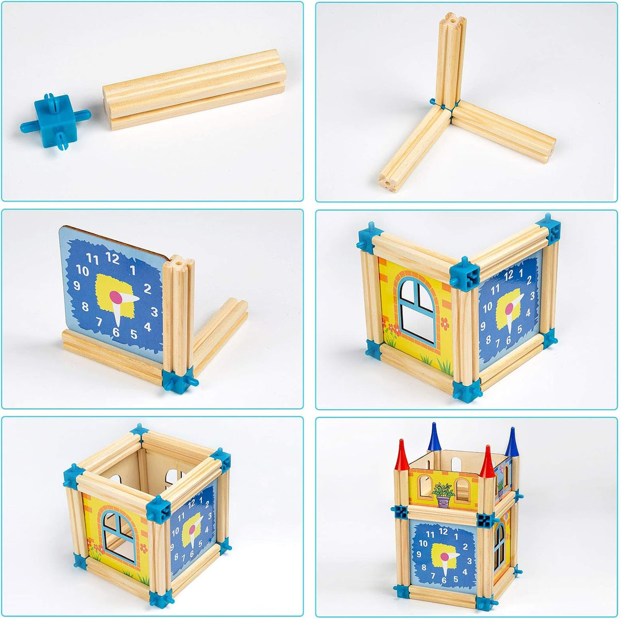 128Pcs Wooden Architecture Castle Building Blocks