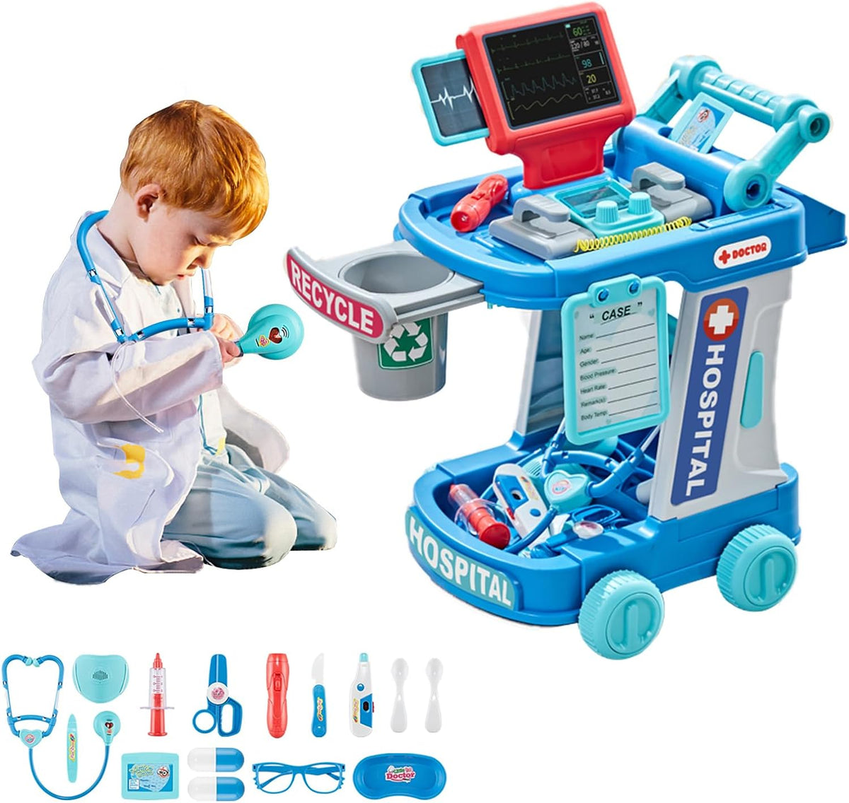 Kids Hospital Medical Trolley Tools Set