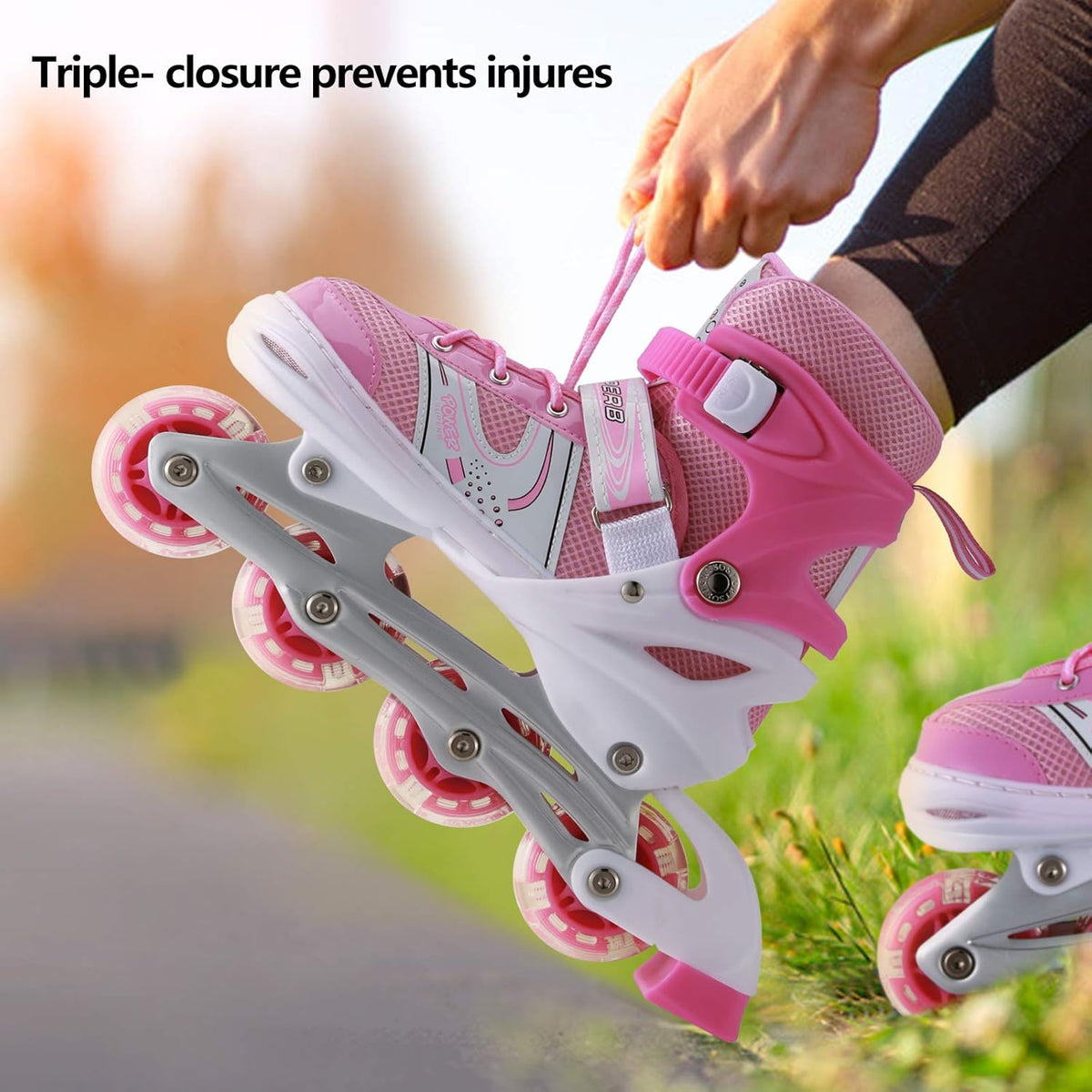 8* Inches Kids Four Wheel Roller Skating Shoes - Pink