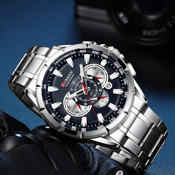 CURREN Tachy Meter Chronograph Stainless steel Watch - Copy