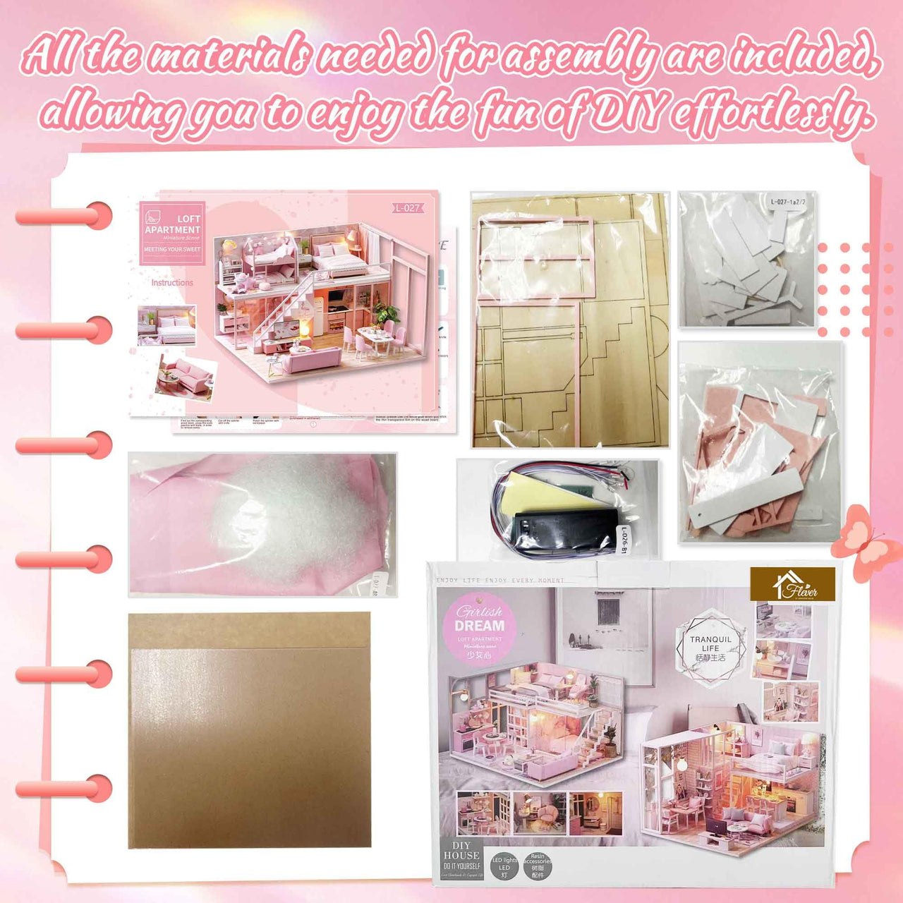 DIY Miniature Girlish Cute Home With LED Lights