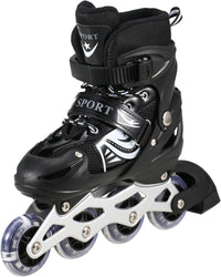 8* Inches Children's Four Wheel Roller Skating Shoes - Black