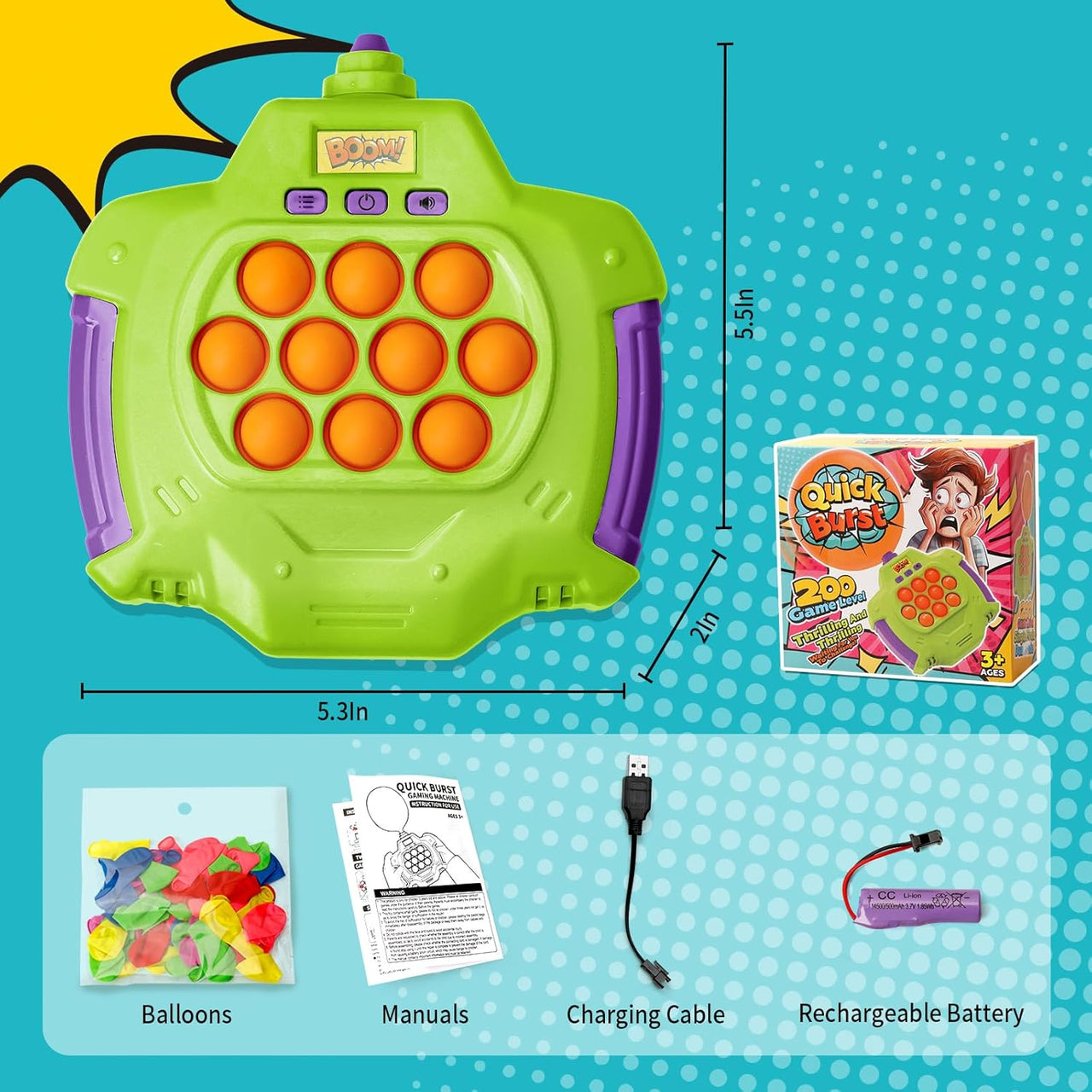 Handheld Quick Push Bubble Balloon Fidget Game