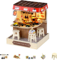 DIY Miniature Revolving Food House With LED Lights