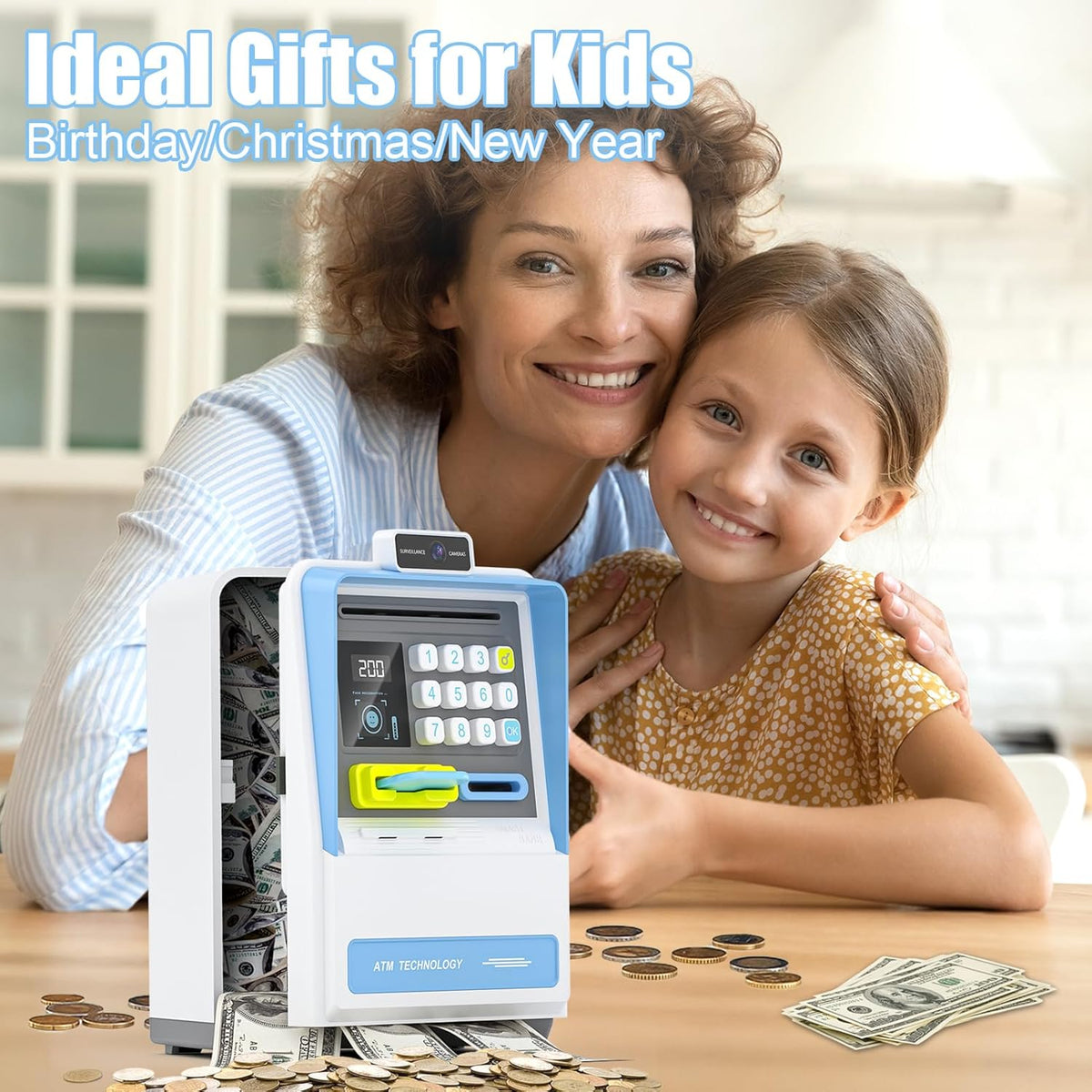 Face Recognition & Password Unlock ATM Machine - Blue