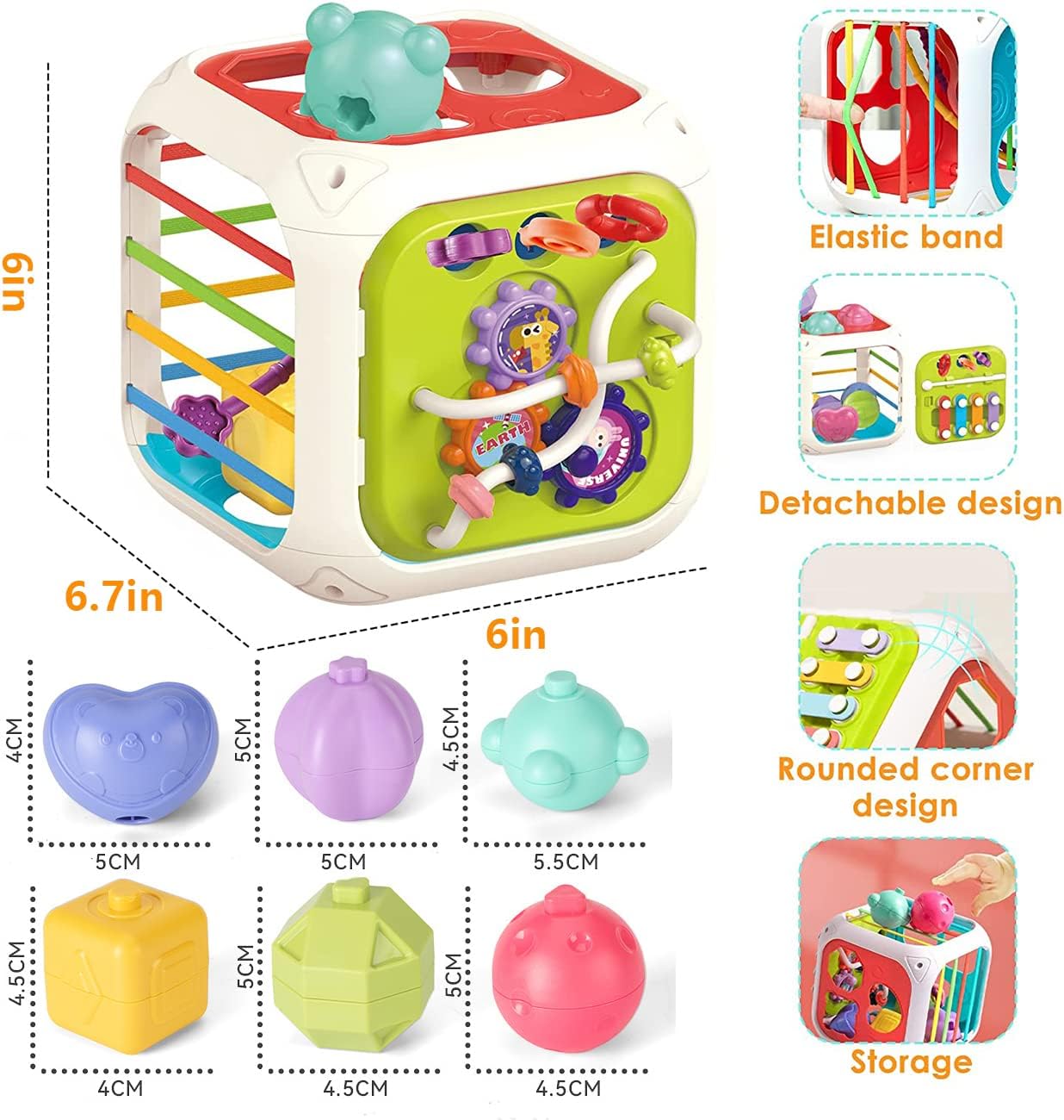 7in1 Montessori Shape Sorting Cube Toy
