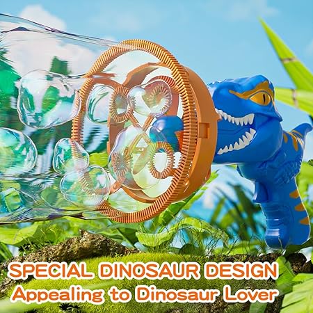 2in1 Electric Dinosaur Colorful Bubble Blowing Gun