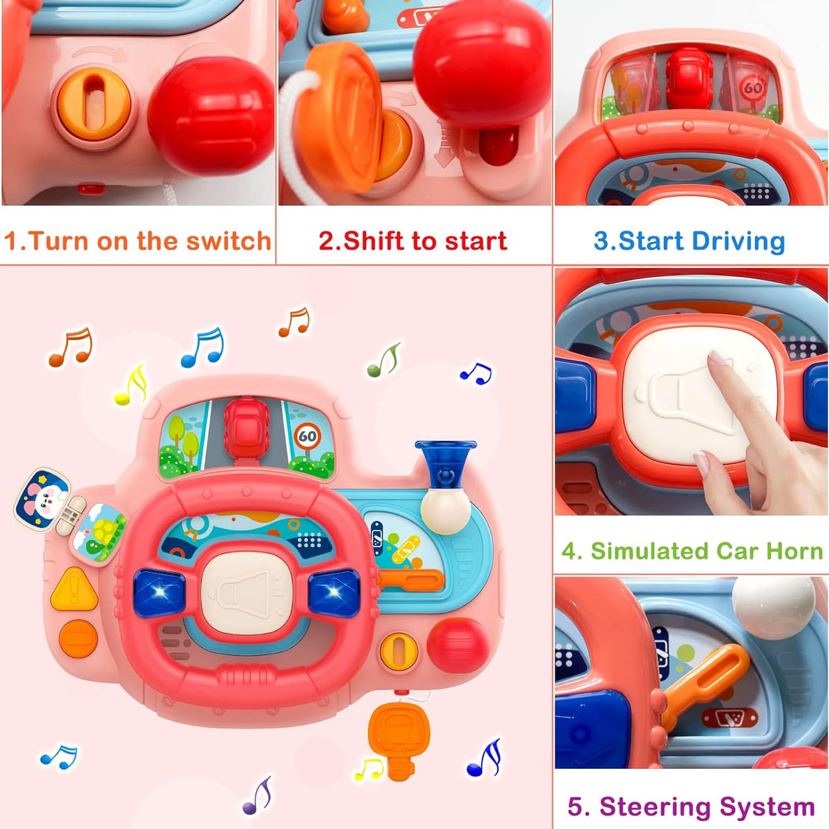 Huanger Musical Steering Wheel With Light & Music