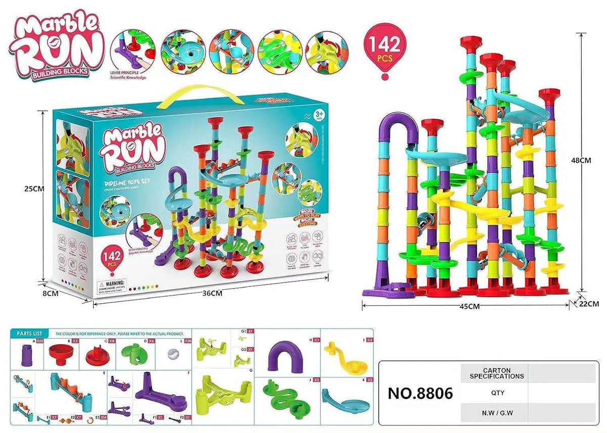 142Pcs DIY Marble Run Building Blocks Track