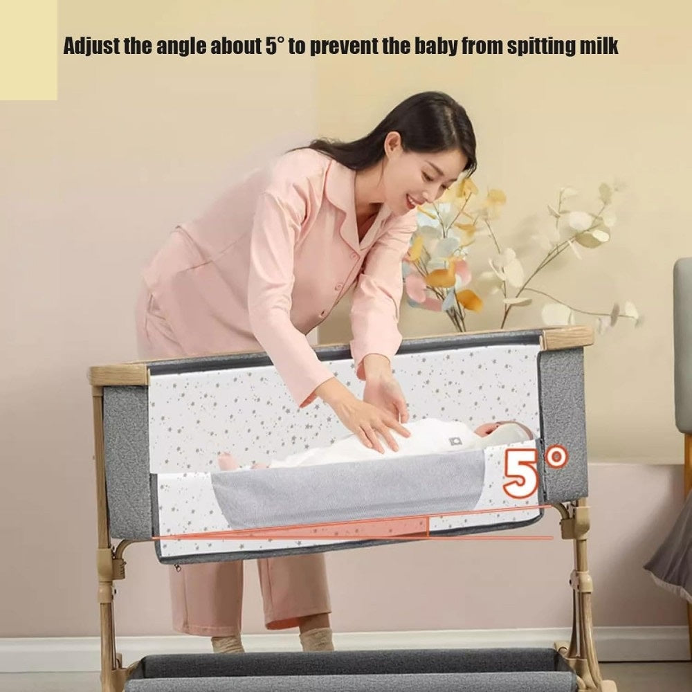 Height Adjustable Baby Bedside Crib With Breathable Net
