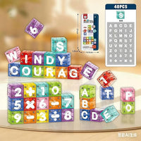 40Pcs 3D Magnetic Cube Letter & Numbers Blocks
