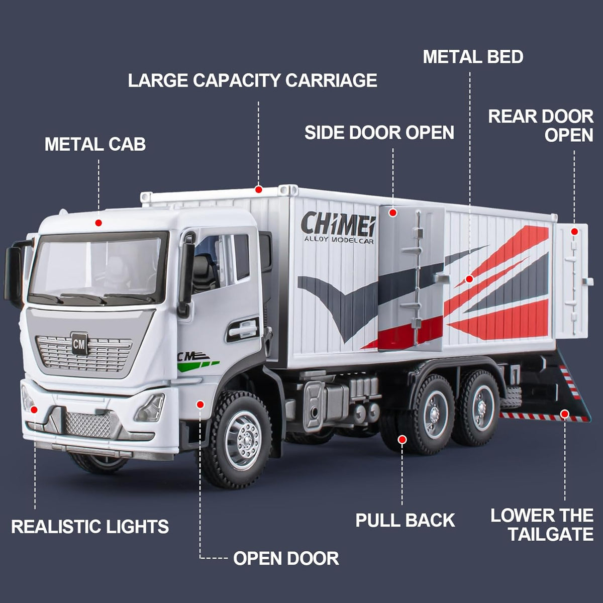 1:32 Diecast Ornaments Container Transport Truck