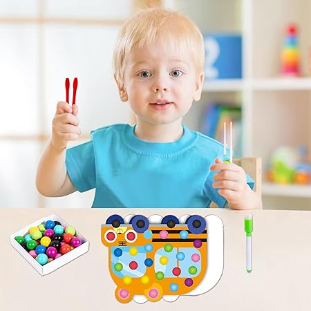 Wooden Car Pincer Bead Game For Toddlers