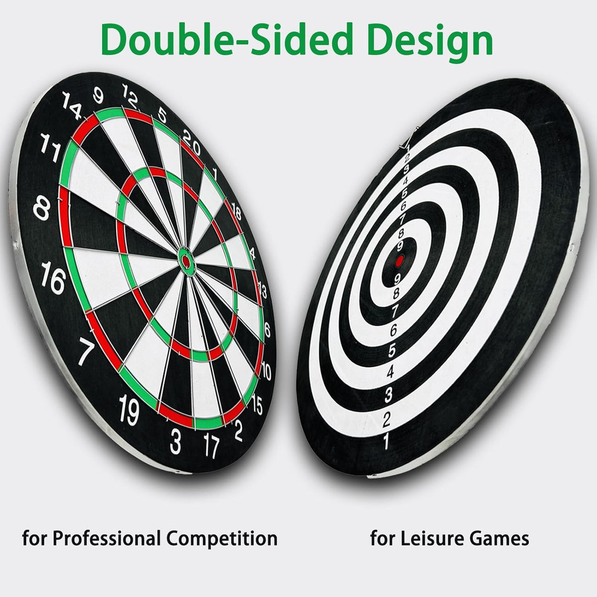 15" Professional & Leisure Double-Sided Dart Board - 6 Steel Tip Darts