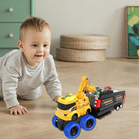 ABS Foldable Ejection Excavator Truck With 6Pcs Cars