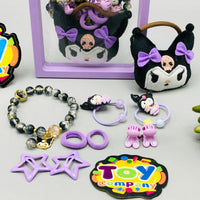10Pcs Girls Kuromi Themed Hair Accessories Set - Black