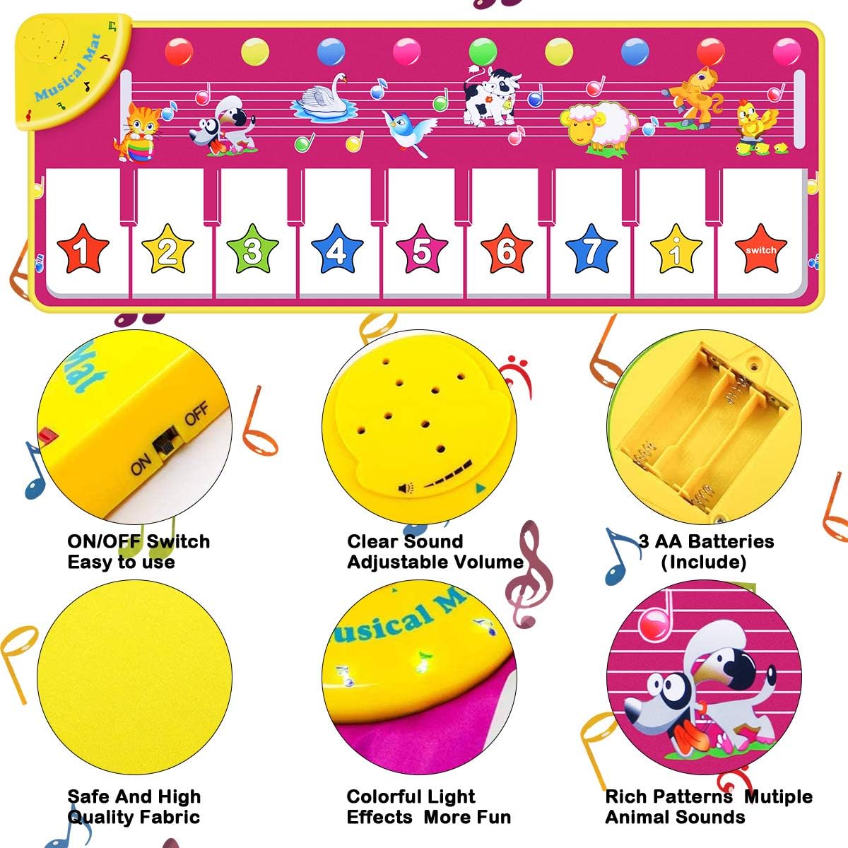 Musical Floor Piano Mat with Animal Sounds