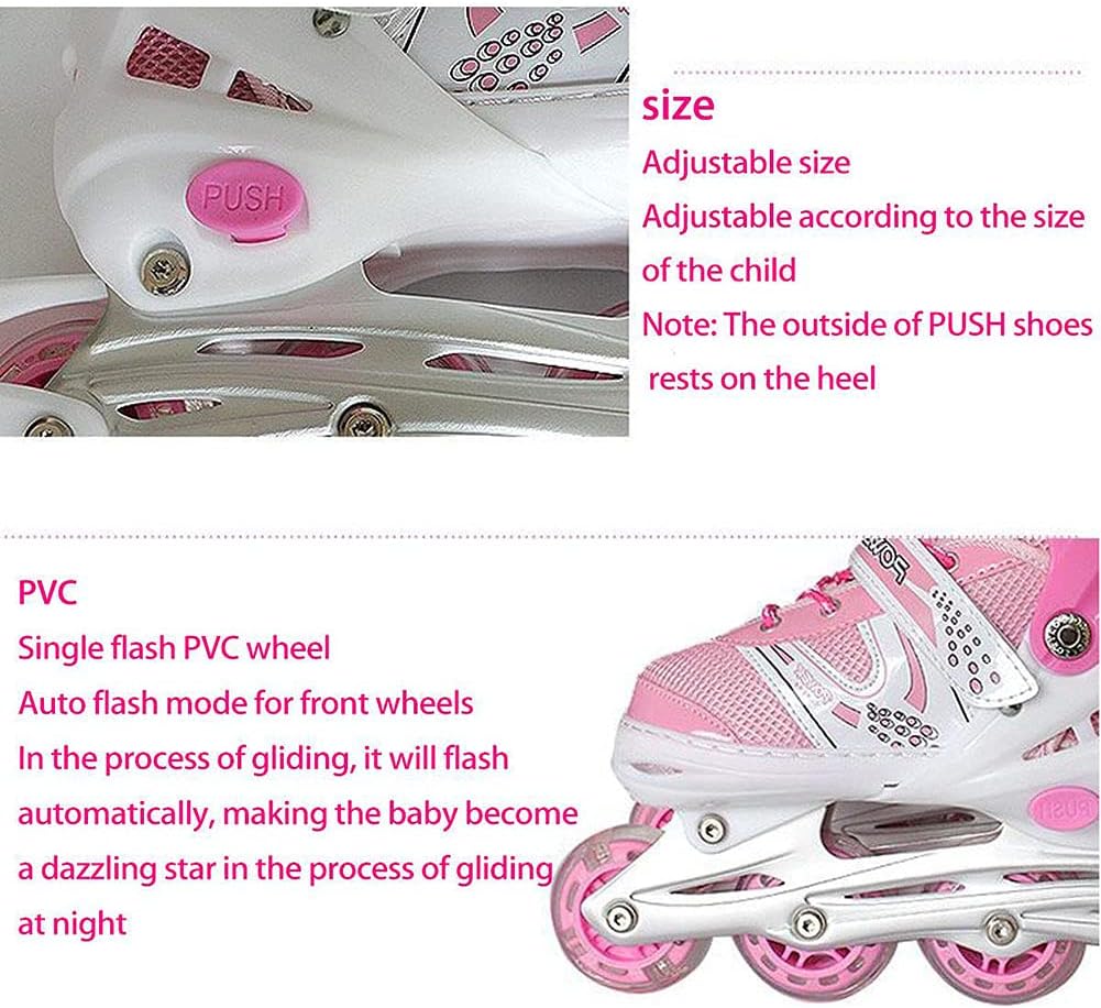 8* Inches Kids Four Wheel Roller Skating Shoes - Pink