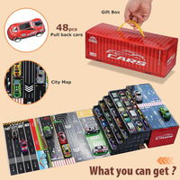 48Pcs Mini Pullback Cars Set With Storage Box
