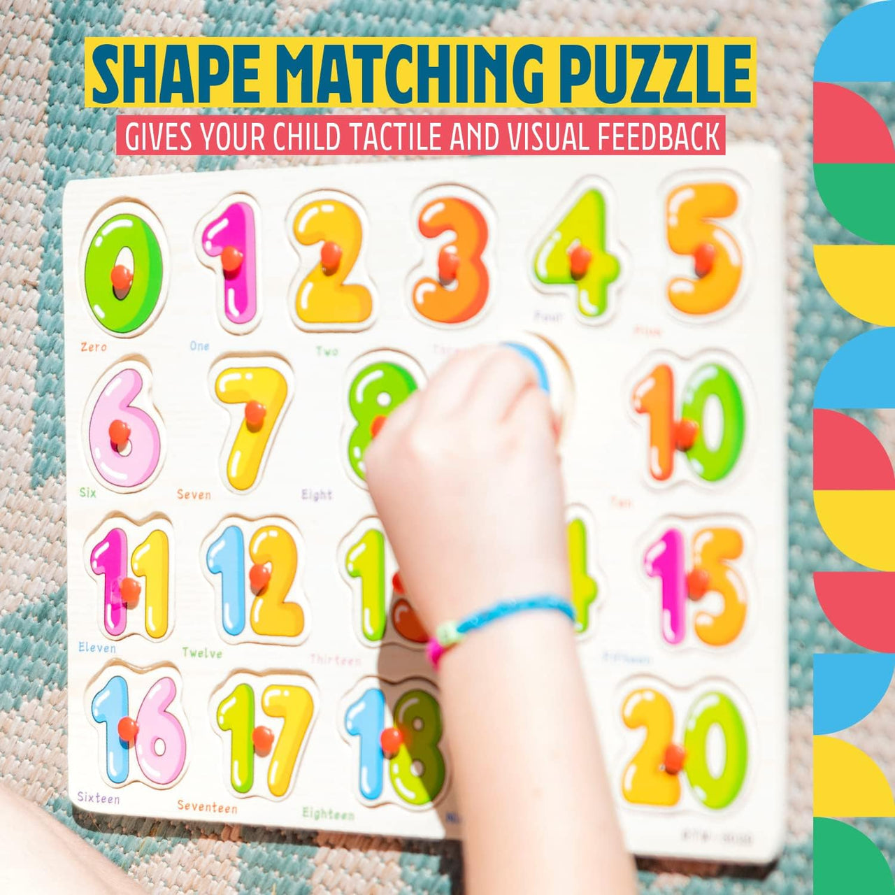3D Wooden Number Puzzle Board 0-20