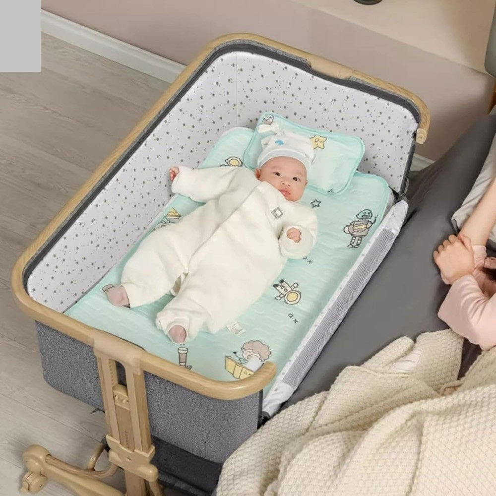Height Adjustable Baby Bedside Crib With Breathable Net