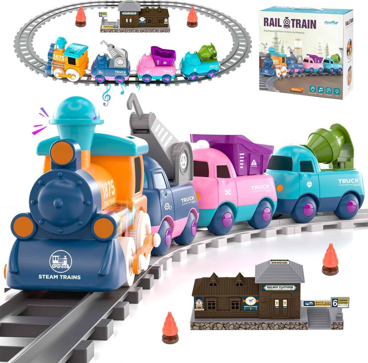17Pcs Kids Locomotive Engineering Train Track Set