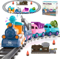 17Pcs Kids Locomotive Engineering Train Track Set