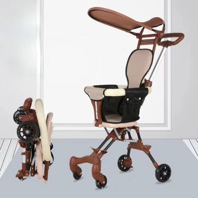 Premium Foldable Buggy Baby Stroller With Sunshade - Brown
