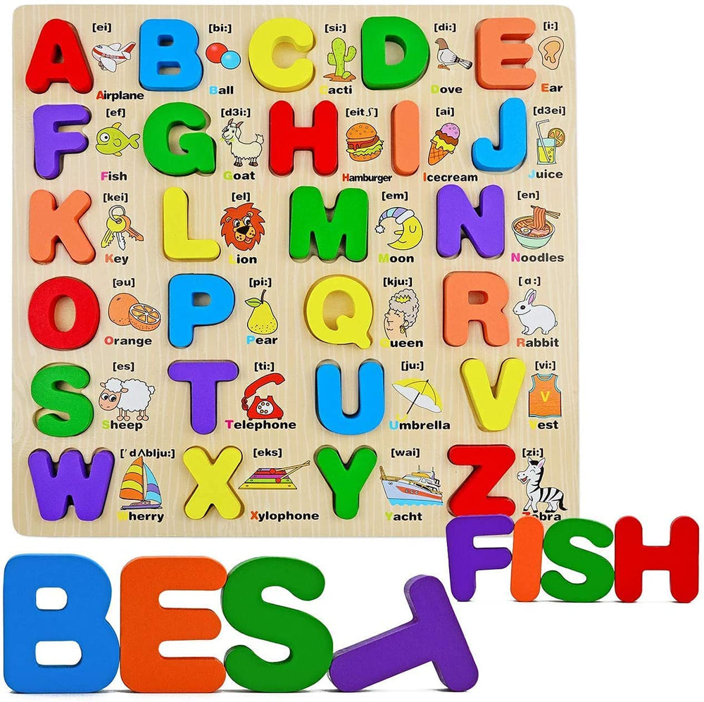 3D Wooden Alphabet Learning Puzzle Board