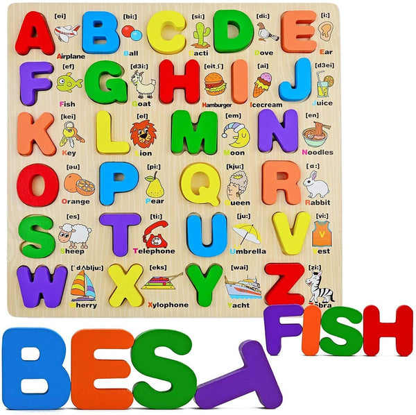 3D Wooden Alphabet Learning Puzzle Board