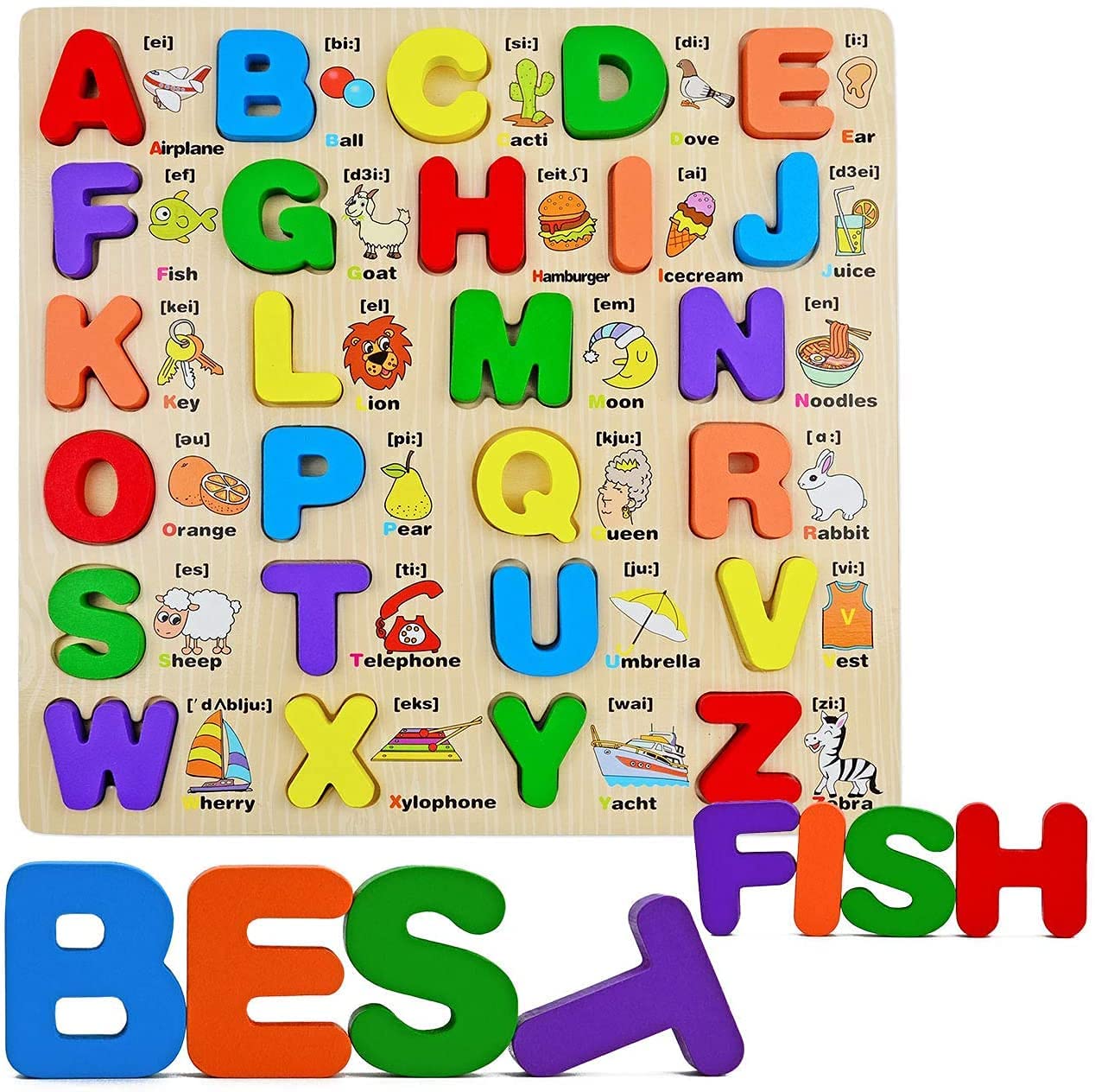 3D Wooden Alphabet Learning Puzzle Board