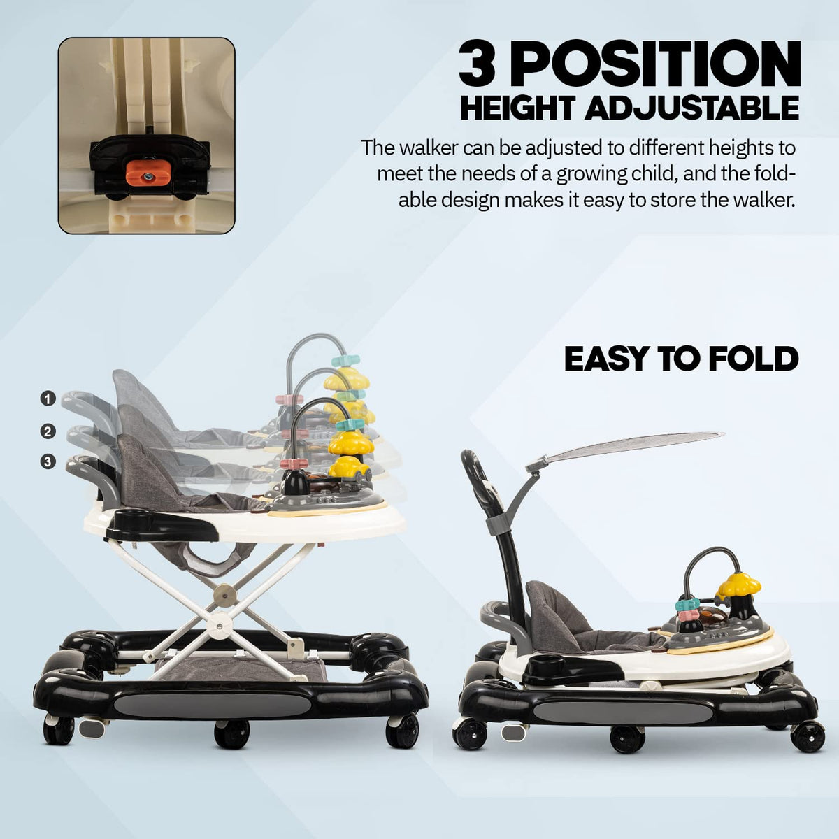 4in1 Portable Baby Musical Walker