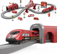 66Pcs  DIY Electric Fire Rescue Train Track Set