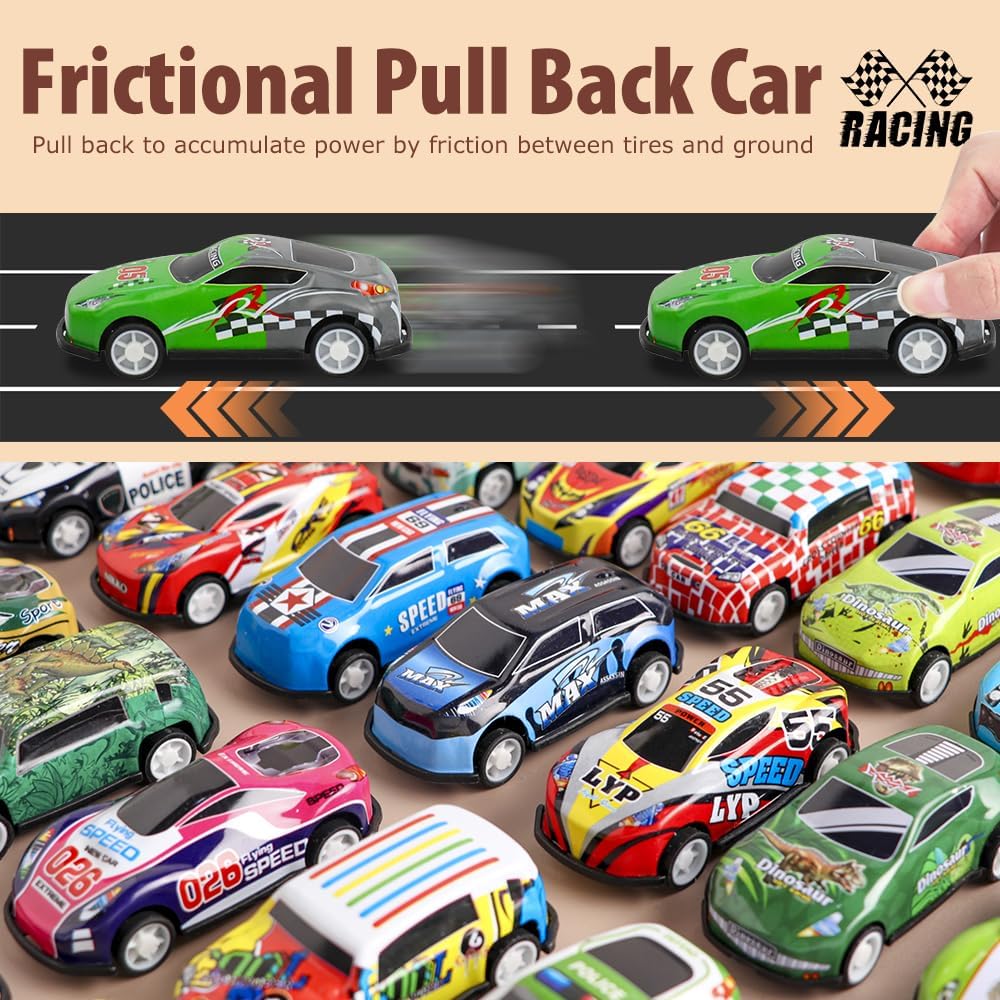 48Pcs Mini Pullback Cars Set With Storage Box